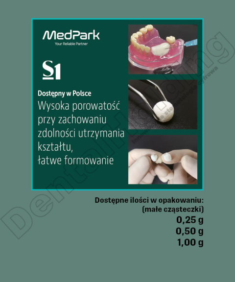 S1 biomateriał (WOŁOWY) - MAŁE CZĄSTECZKI (0,2-1,0 mm) 0,5 g