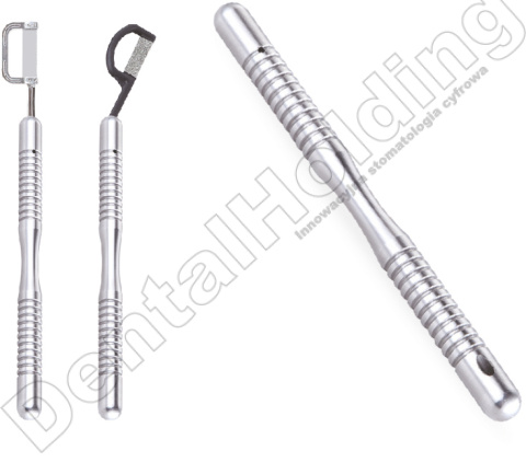 Uchwyt metalowy do narzędzi IPR, stal medyczna / Stainless steel Straight & angle two sides Fit for IPR strips (meal & plastic) Uchwyt metalowy do narzędzi IPR, stal medyczna / Stainless steel Straight & angle two sides Fit for IPR strips (meal & plastic)