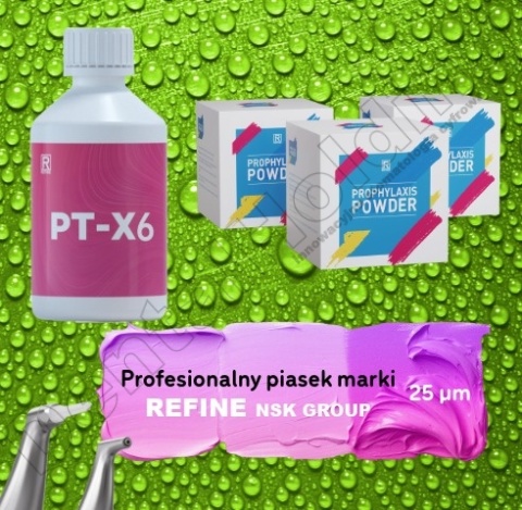 Proszek/Piasek PT-X6 do piaskarki - glicyna, 25 µm, 120g/butelka, Refine