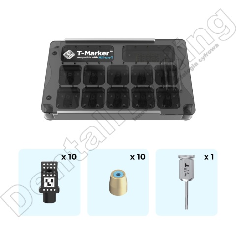T-MARKER IO CONNECT KIT COMPATIBILE WITH AOT - Zestaw z nakładkami HS, T-MARKERAMI MUA, wkrętakiem All-on-T / Zestaw All-on-T (M