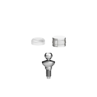 Łącznik kulowy prosty - Straight Ball Attachment Abutment Ø4,1mm (Silikonowa czapeczka + Metalowa czapeczka (SET))